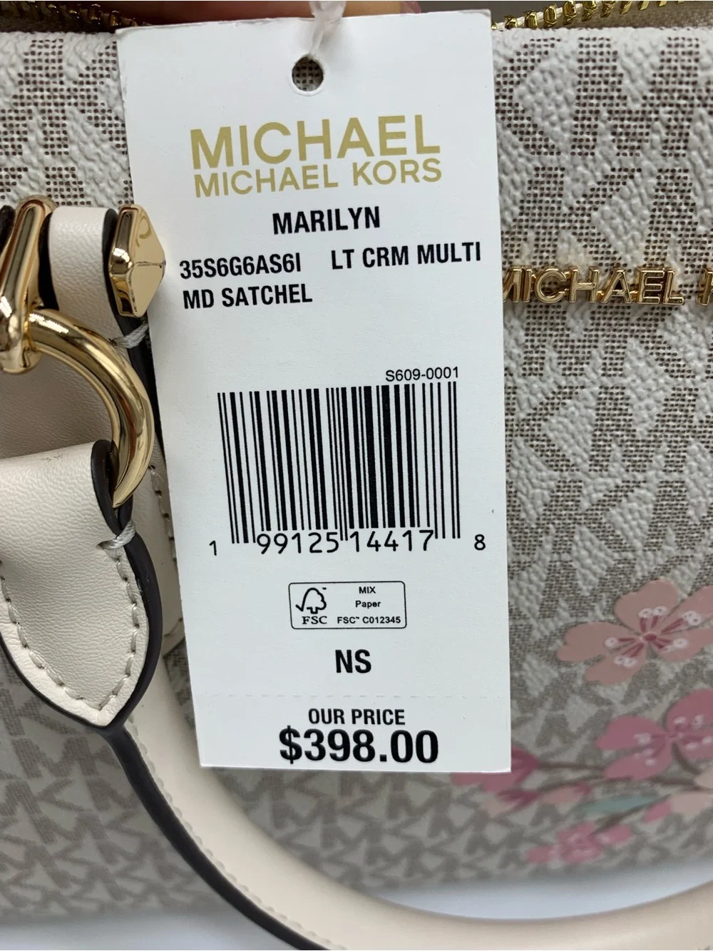 NWT Michael Kors Marilyn Medium Embellished Signature Logo Satchel